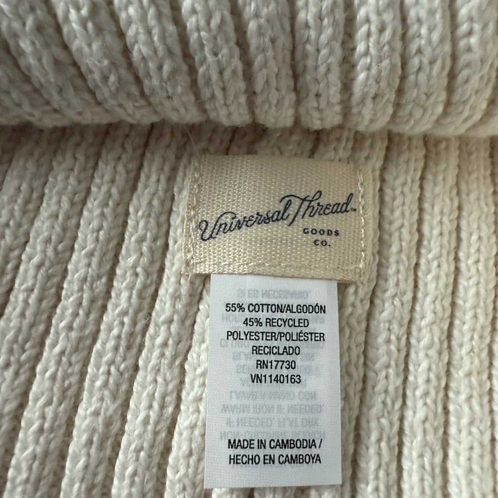 Cream Knit Beanie Ribbed Winter Hat Soft Cozy NWT - Picture 2 of 2